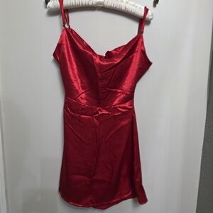 Wild Fable Red Satin Slip Dress With Bow Back Size M